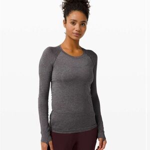 Lululemon Gray Swiftly Tech Hip length Long Sleeve Athletic Top